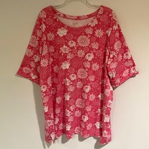 Blair Elbow Sleeve Pink & White Floral Top, Women’s Size 3XL